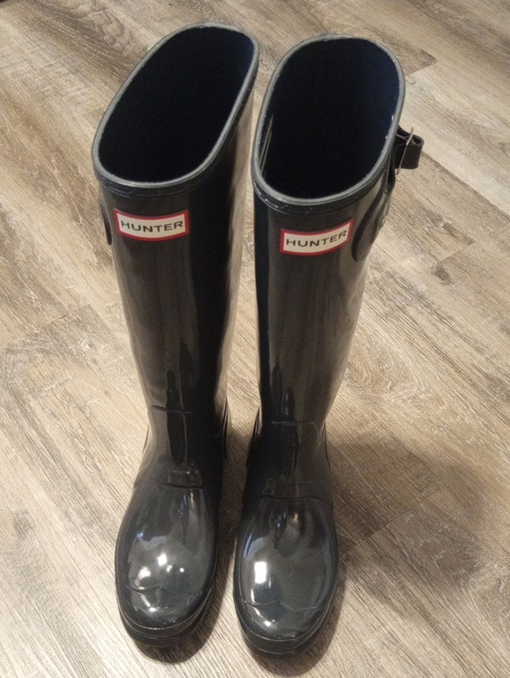 Hunter Original Tall Gloss Rain Boots Grey Size 9 Like New!